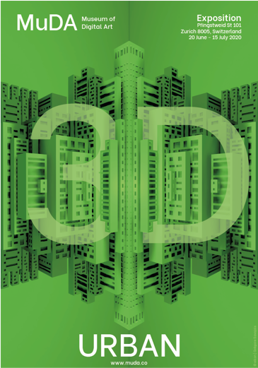 Affiche de l'exposition fictive Urban 3D du Musée d'art digital de Zurich.