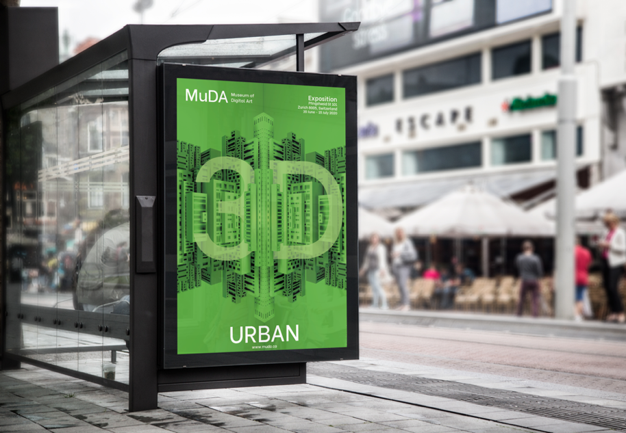 Mock-up d'une affiche Urban 3D.