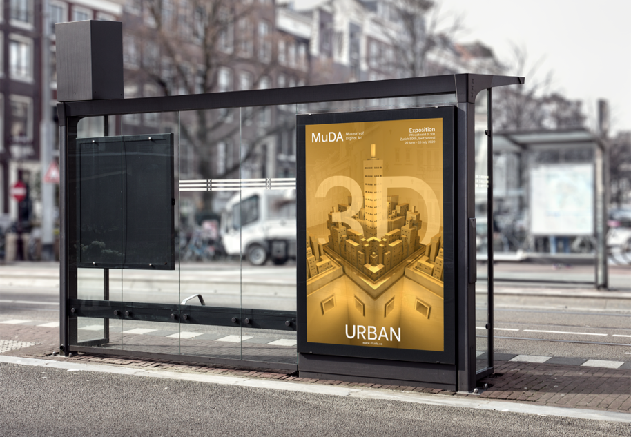 Mock-up d'une affiche Urban 3D.